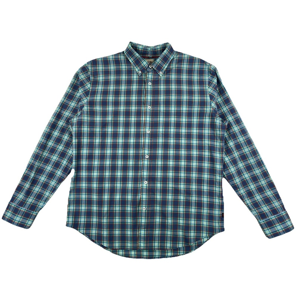 Relwen Lightweight Cotton Button Down Shirt Men's XL Plaid Single Pocket
